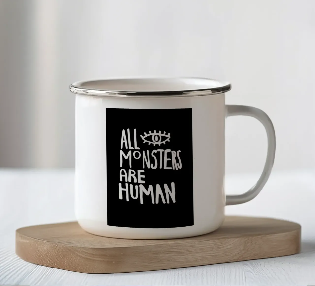 All Monsters Are Human tazza in smalto da Vasare Nar