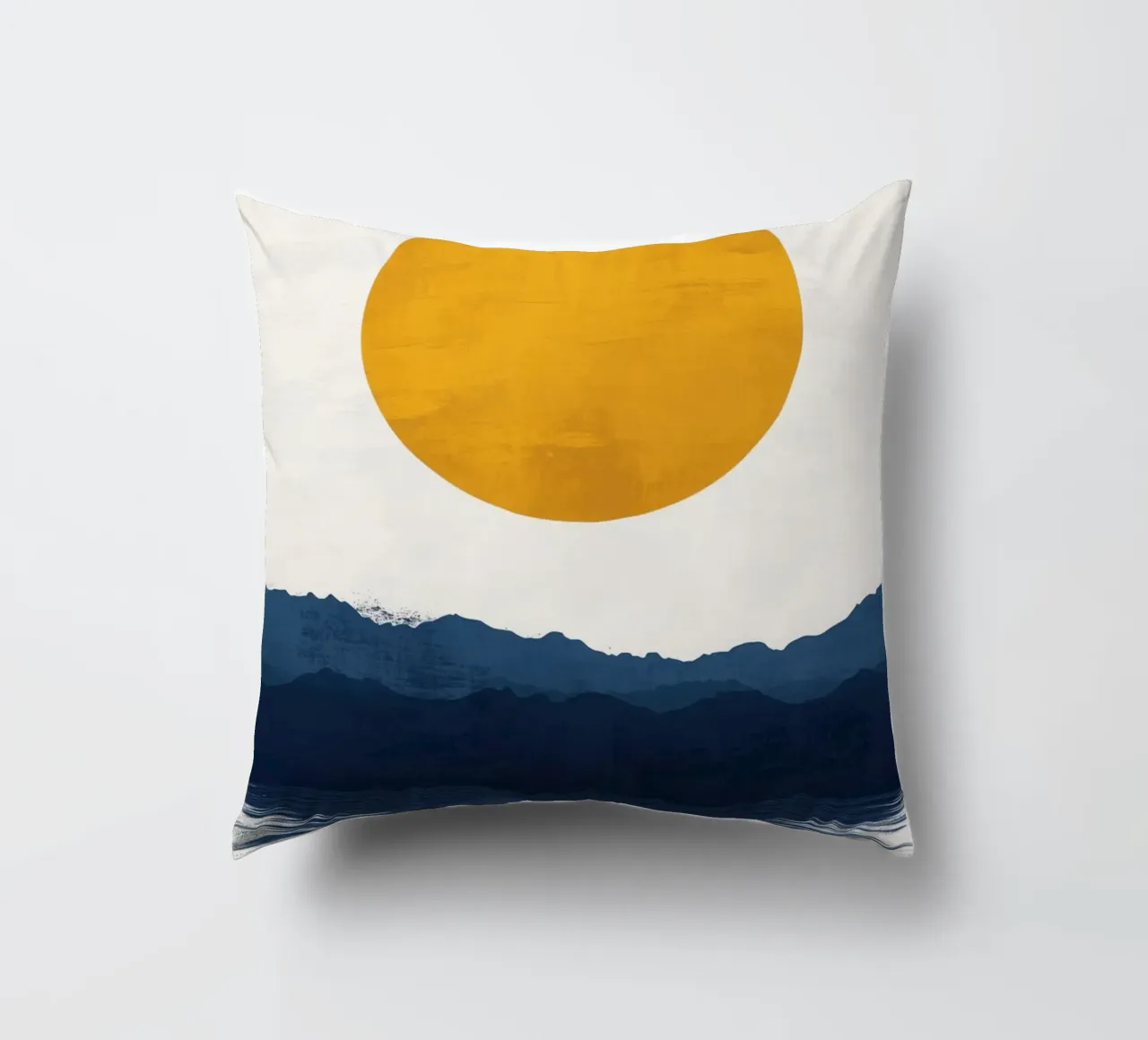 Golden Moon over Mountain Lake decorative cushion by Affiches Soleil & Déco Lumineuse – Sunny