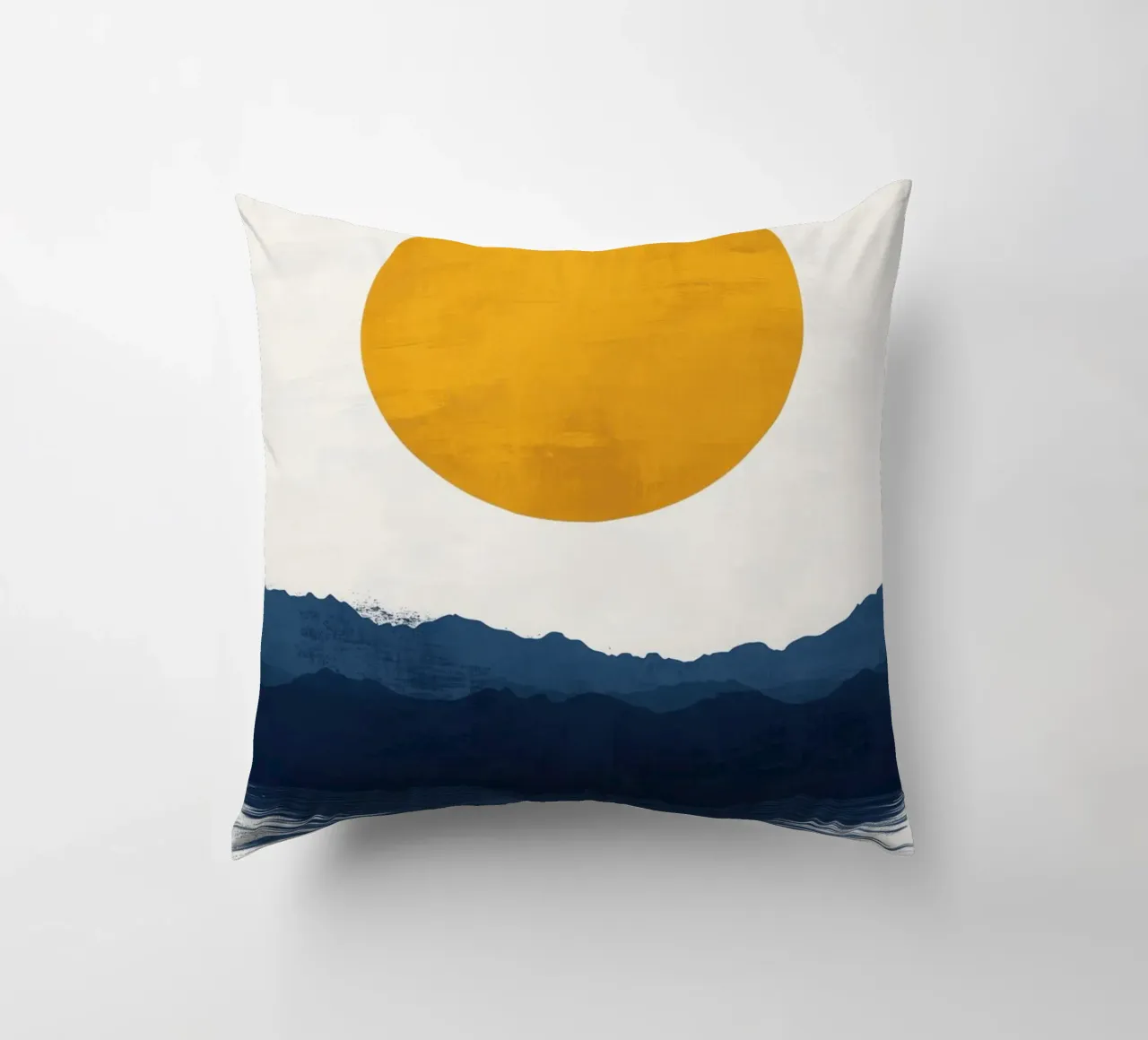 Golden Moon over Mountain Lake decorative cushion by Affiches Soleil & Déco Lumineuse – Sunny