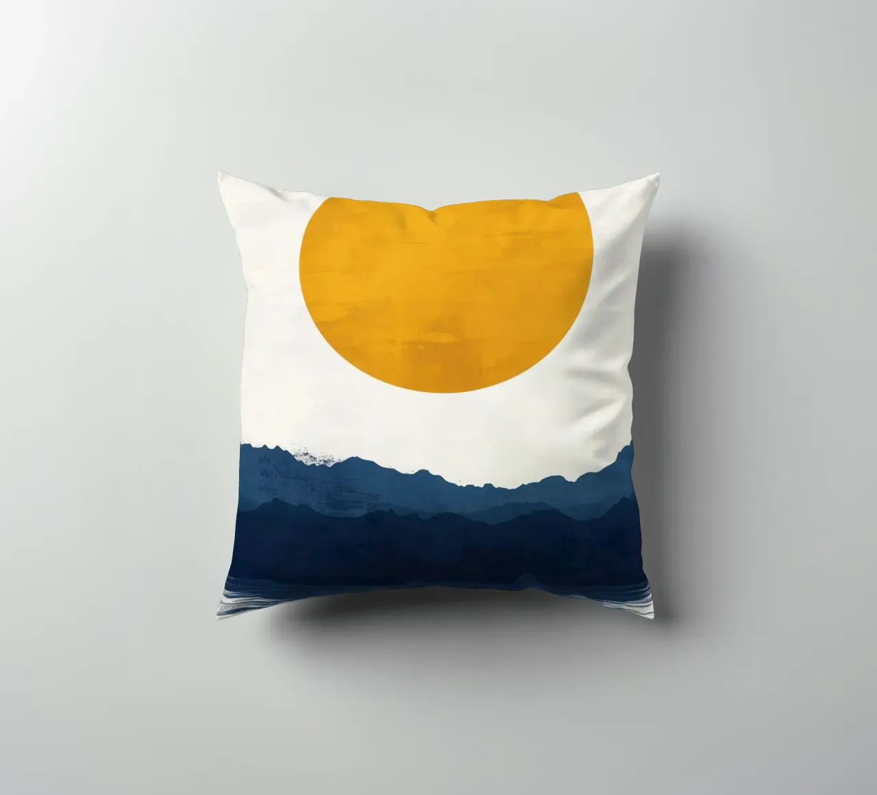 Golden Moon over Mountain Lake decorative cushion by Affiches Soleil & Déco Lumineuse – Sunny