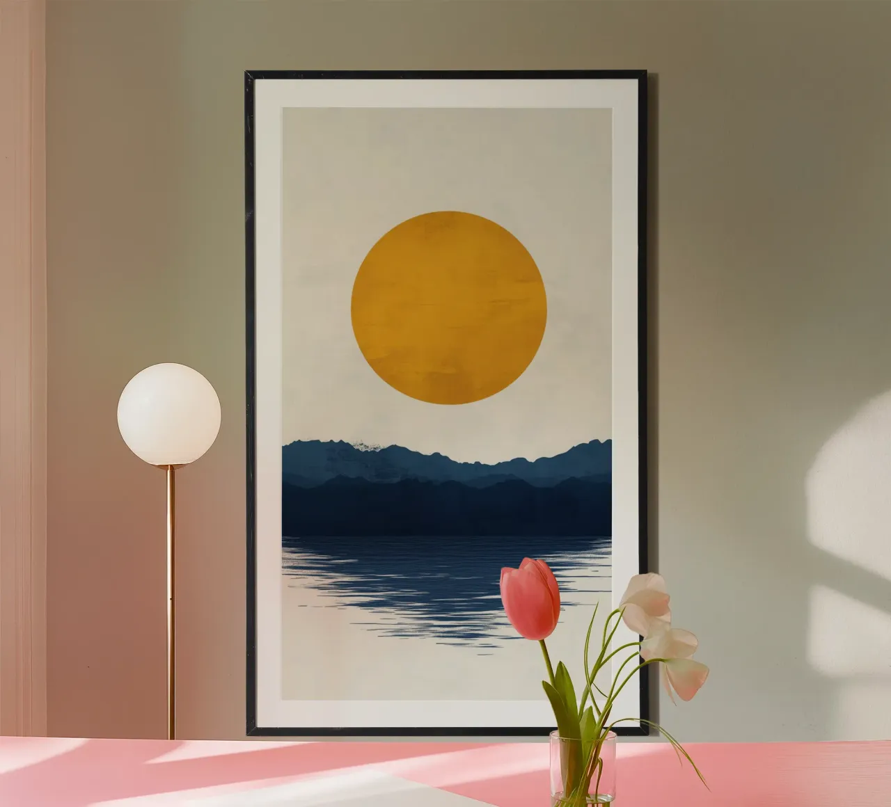 Golden Moon over Mountain Lake hahnemühle by Affiches Soleil & Déco Lumineuse – Sunny