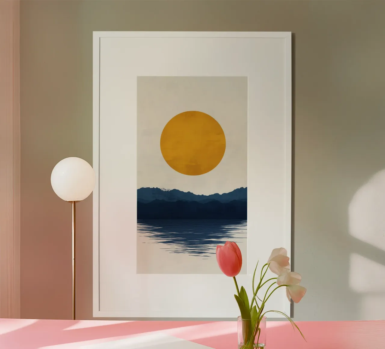 Golden Moon over Mountain Lake hahnemühle by Affiches Soleil & Déco Lumineuse – Sunny