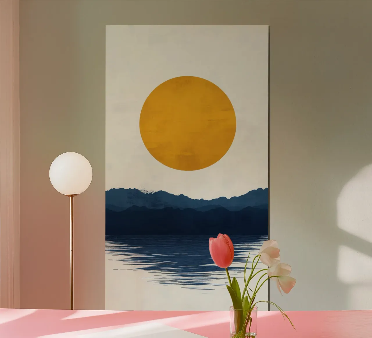 Golden Moon over Mountain Lake hahnemühle by Affiches Soleil & Déco Lumineuse – Sunny