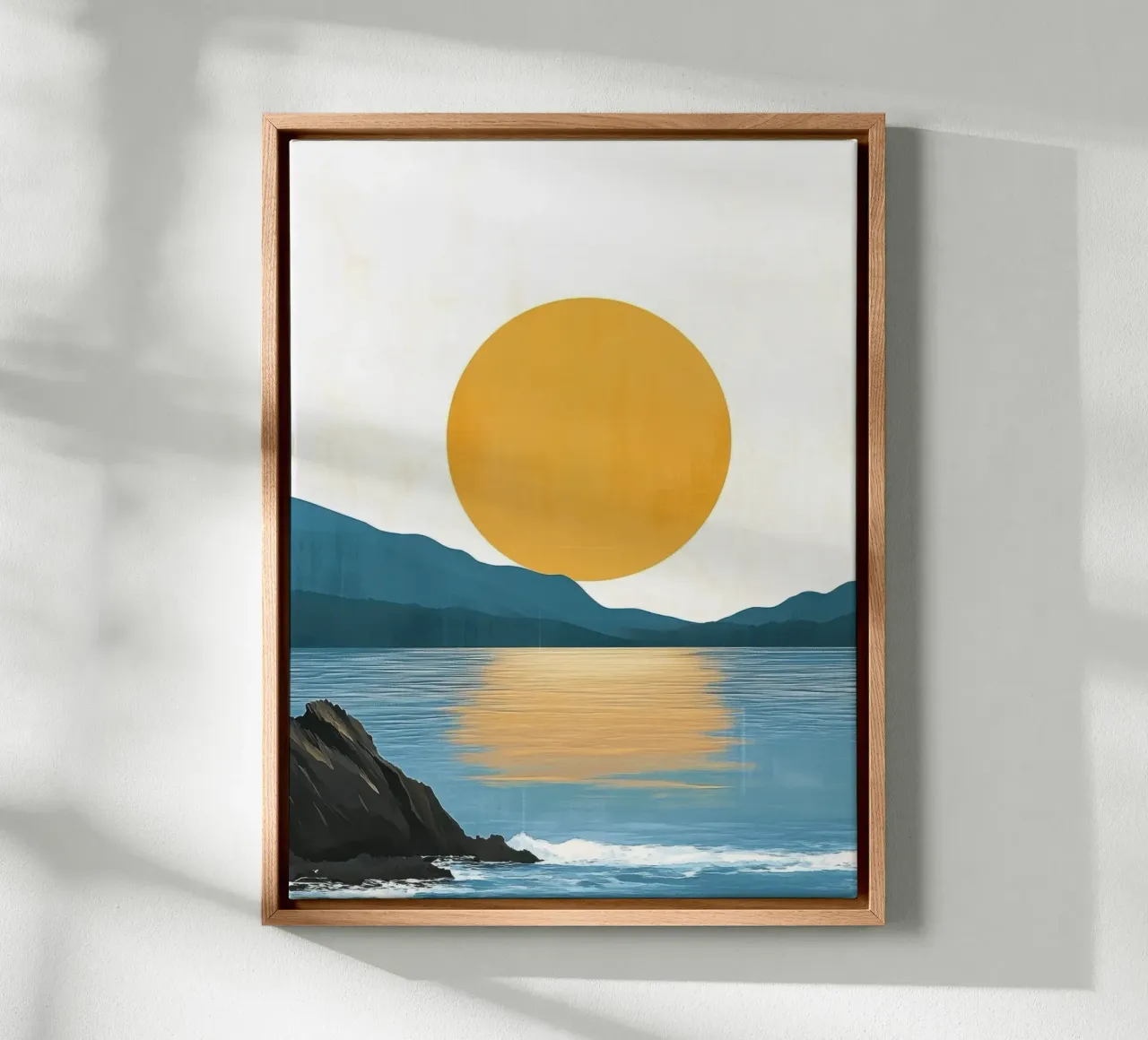Sonnenuntergang an der Rocky Mountain Coast Leinwand mit Schattenfugenrahmen von Affiches Soleil & Déco Lumineuse – Sunny