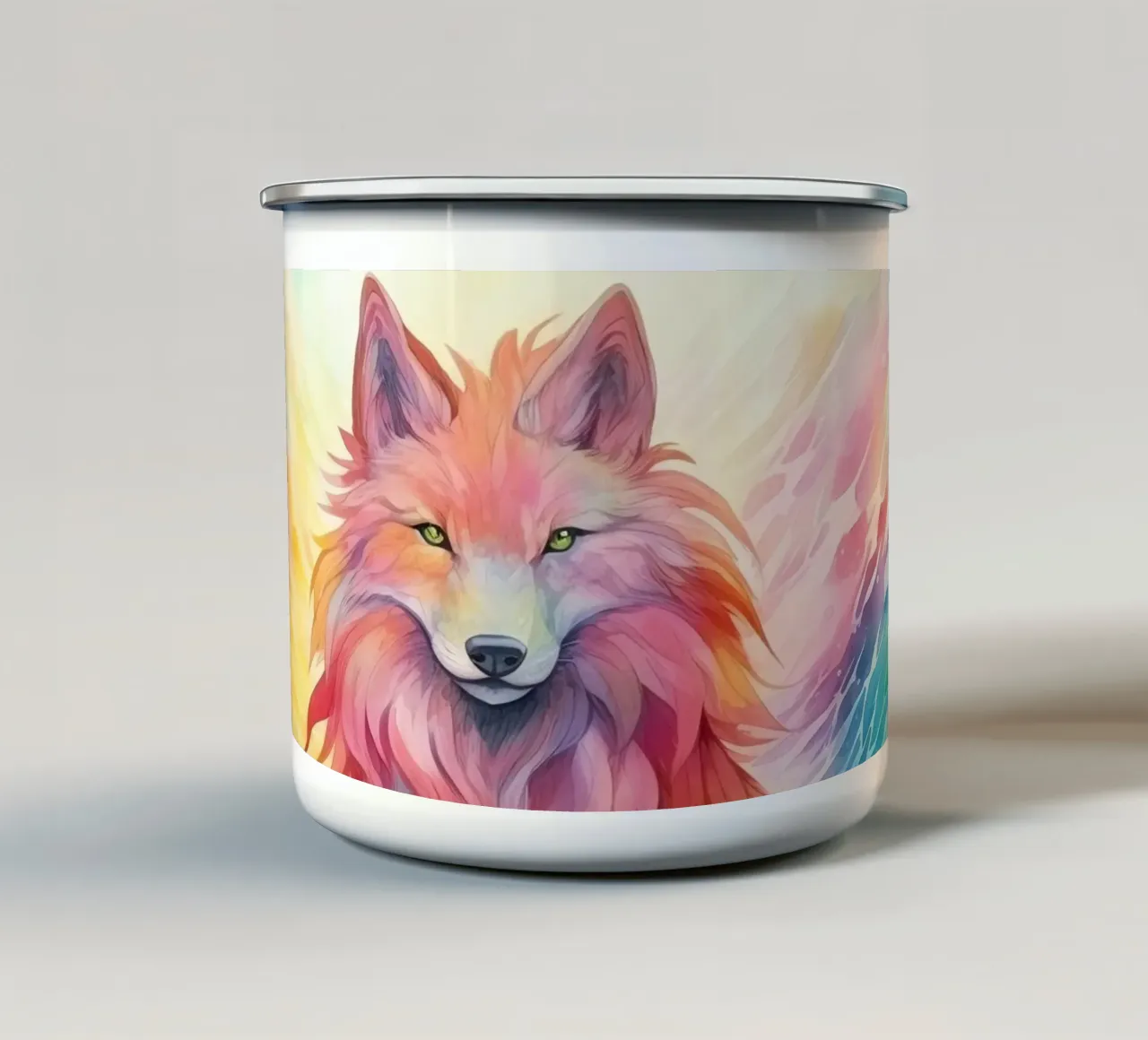 Totem animale Loup tazza in smalto da Théïa's Fantasia World