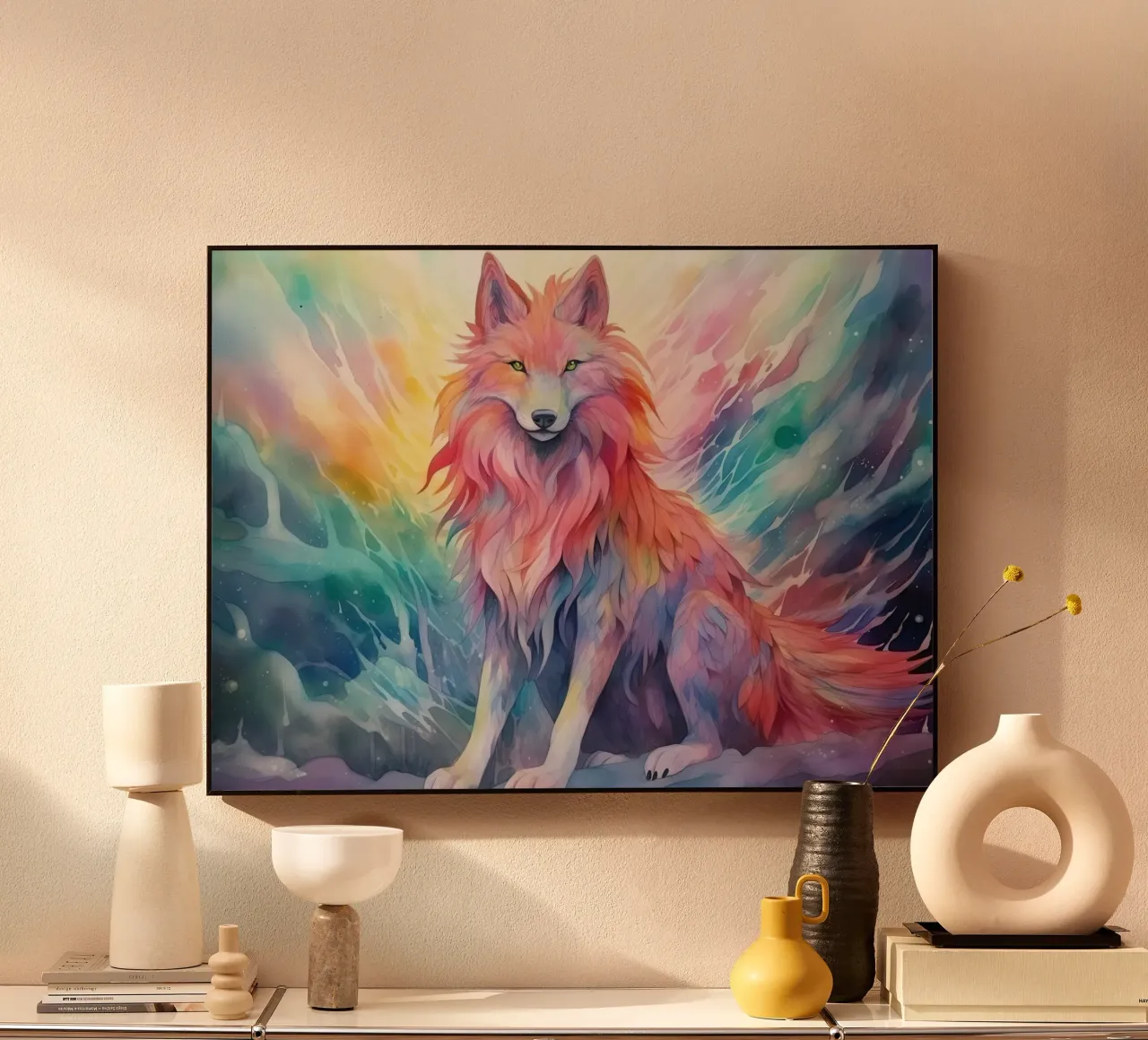 Totem animale Loup alluminio dibond da Théïa's Fantasia World