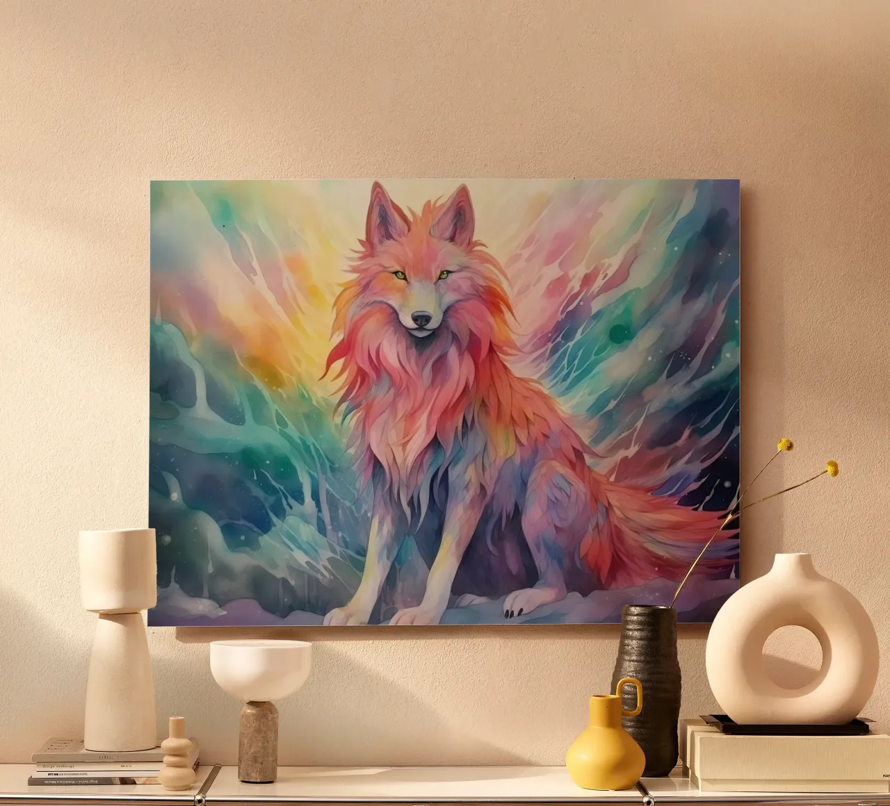 Totem animale Loup alluminio dibond da Théïa's Fantasia World