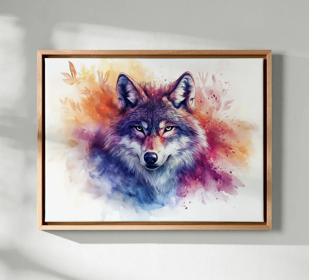 Totem animale Loup tela con Cornice a cassetta da Théïa's Fantasia World