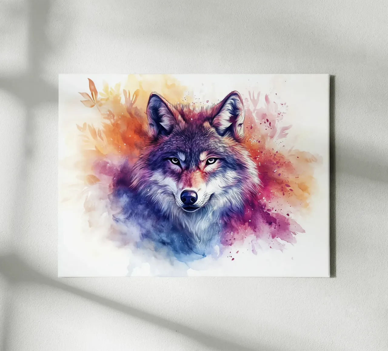 Totem animale Loup tela con Cornice a cassetta da Théïa's Fantasia World