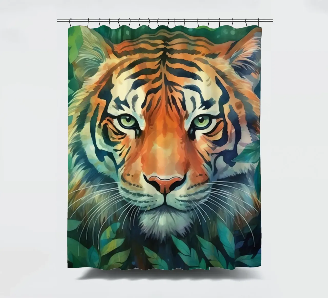 Animal Totem Tigre shower curtain by Théïa's Fantasia World