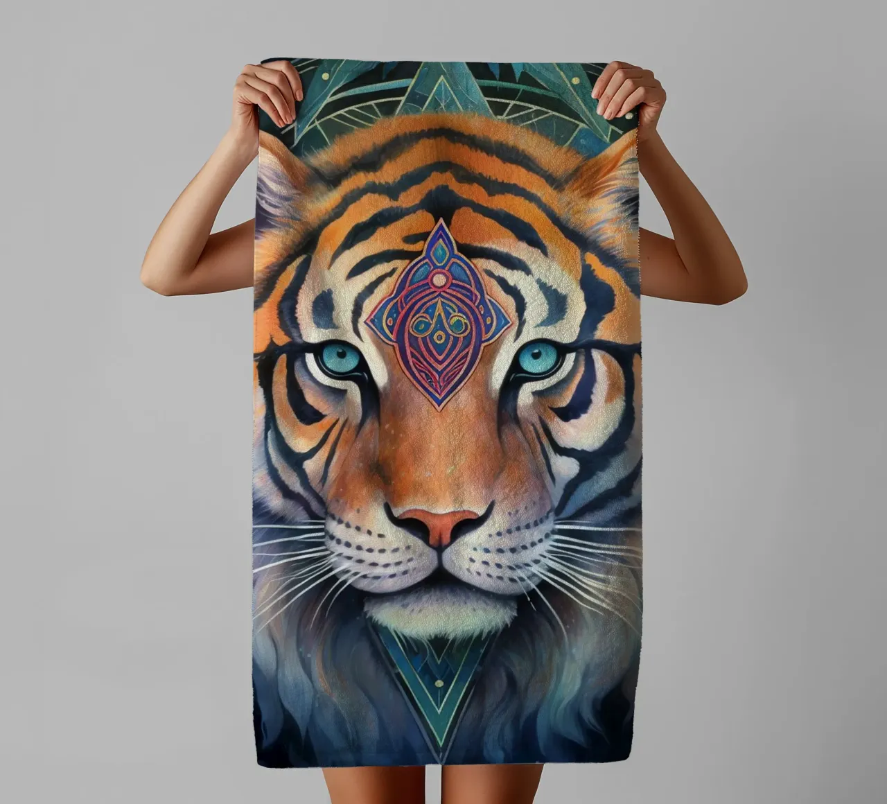 Totem animale Tigre asciugamano da bagno da Théïa's Fantasia World