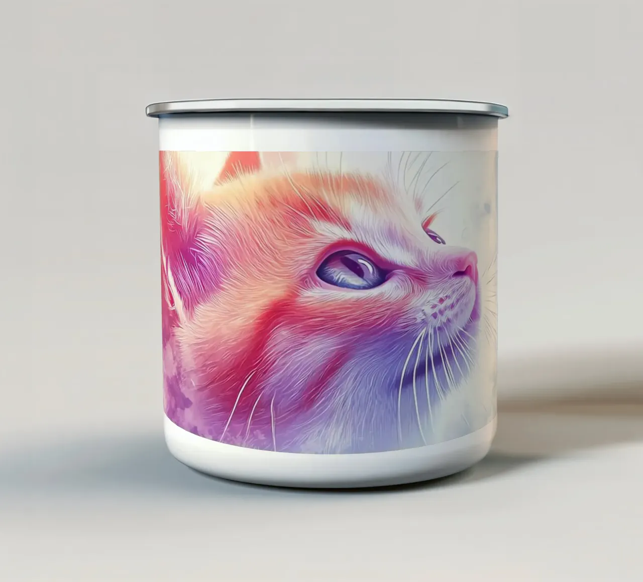 Chat sui totem animali tazza in smalto da Théïa's Fantasia World