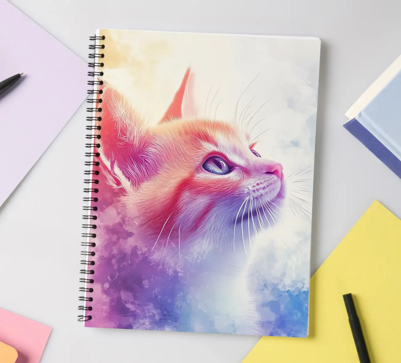 Dieren Totem Chat notitieboek met spiraal van Théïa's Fantasia World