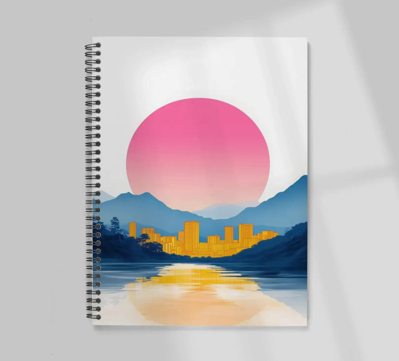 Golden Reflections on the City spiral notebook by Affiches Soleil & Déco Lumineuse – Sunny