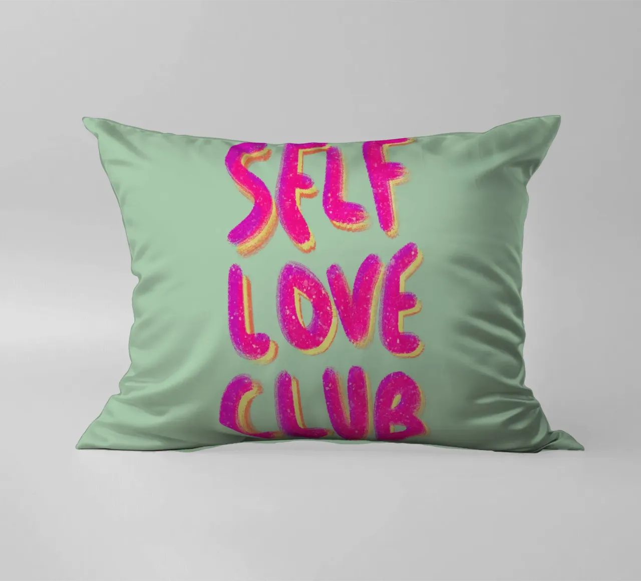 Self-Love Club - Handlettering pink on green cuscino da Illustration Raissa Oltmanns