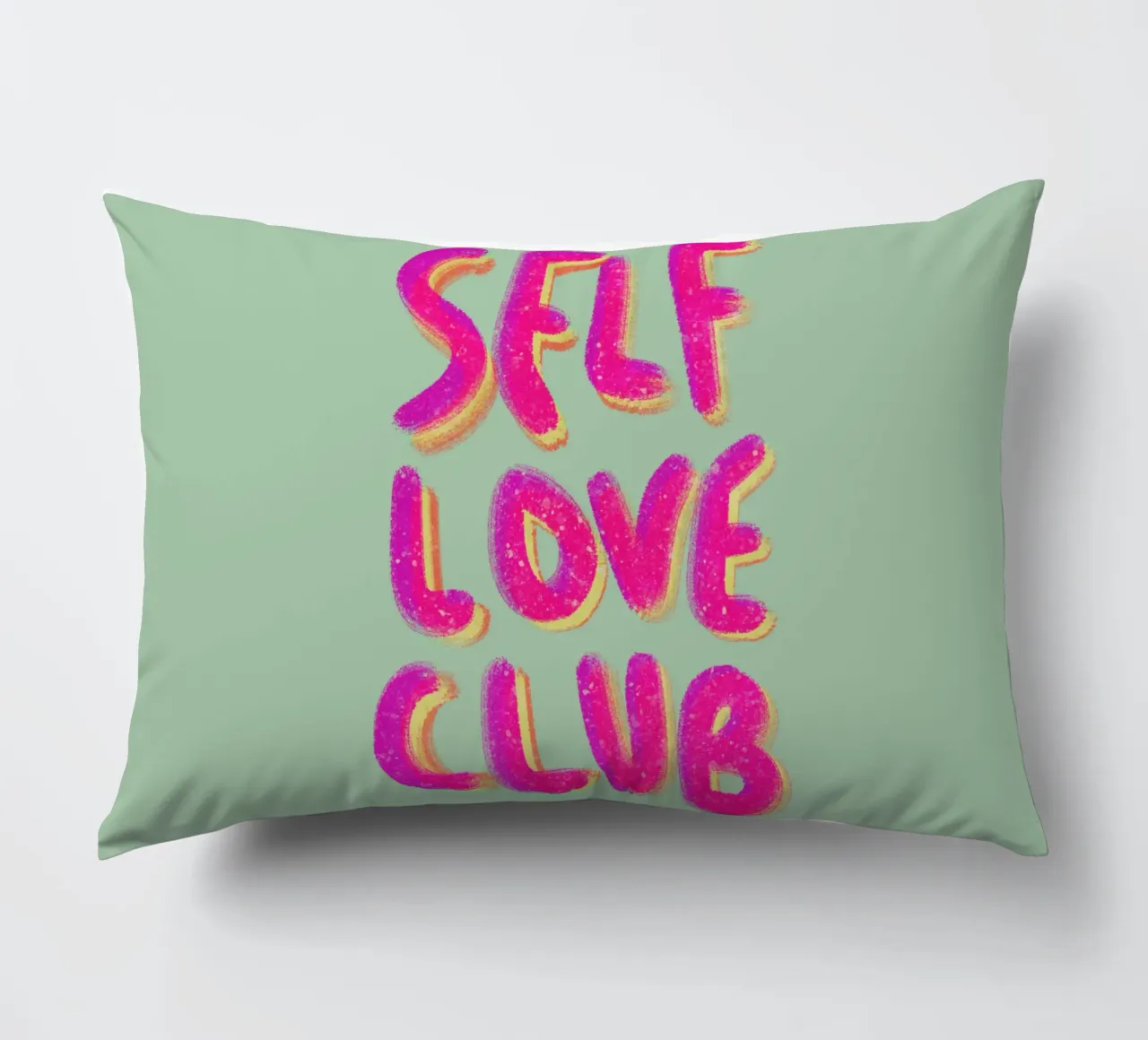 Self-Love Club - Handlettering pink on green cuscino da Illustration Raissa Oltmanns