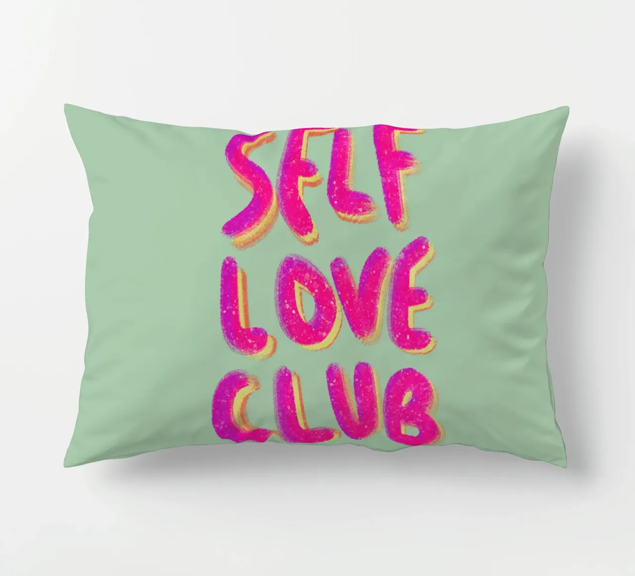 Self-Love Club - Handlettering pink on green cuscino da Illustration Raissa Oltmanns
