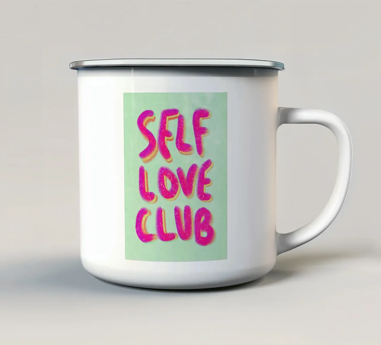 Self-Love Club - Handlettering pink on green tazza in smalto da Illustration Raissa Oltmanns