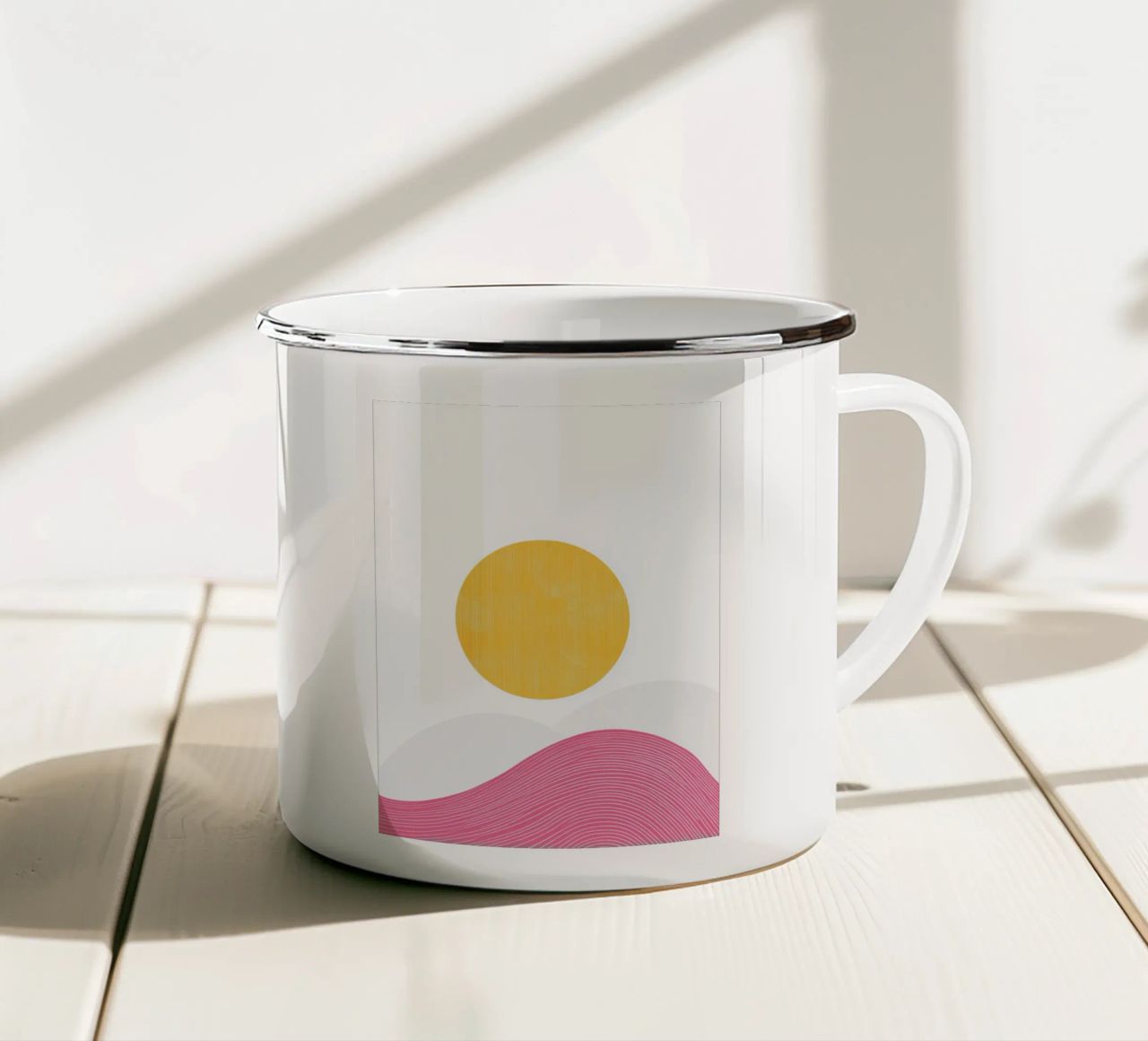Sole e onde minimaliste tazza in smalto da Affiches Soleil & Déco Lumineuse – Sunny