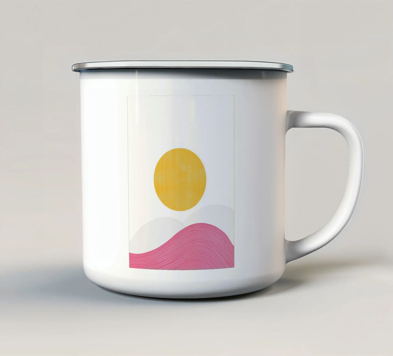 Sole e onde minimaliste tazza in smalto da Affiches Soleil & Déco Lumineuse – Sunny