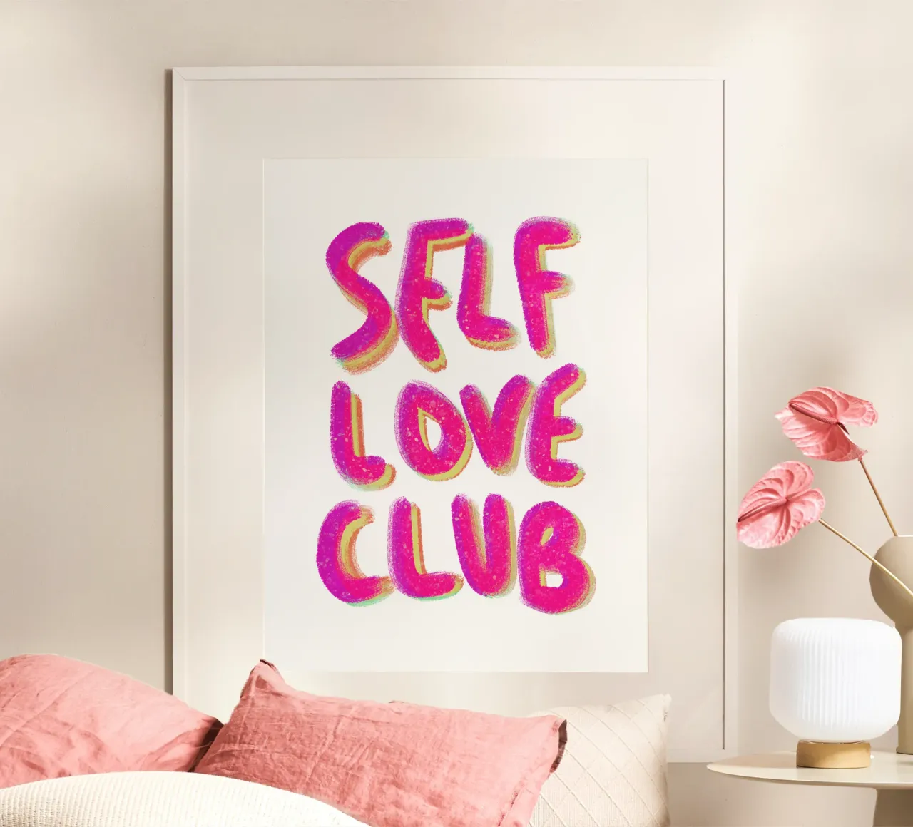 Self-Love Club - Handlettering poster con telaio in legno da Illustration Raissa Oltmanns