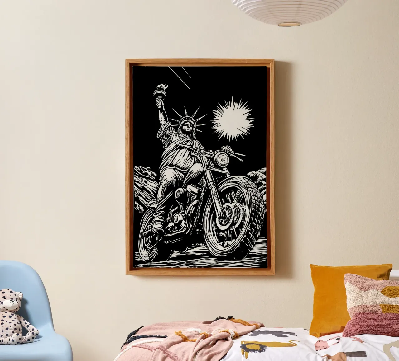 Freedom Of Biking | Statue Of Liberty as a Biker tela con Cornice a cassetta da Autofocus