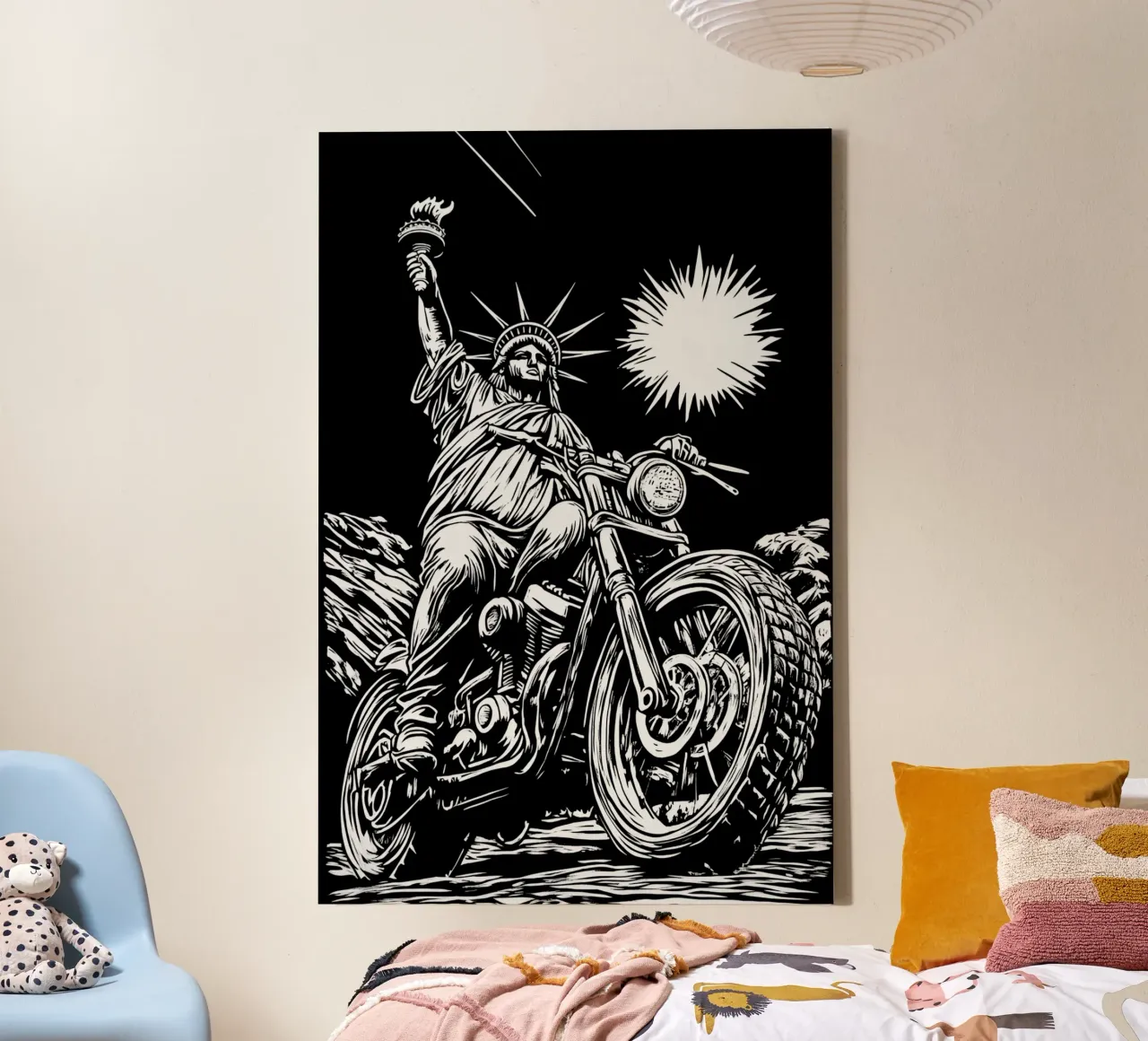 Freedom Of Biking | Statue Of Liberty as a Biker tela con Cornice a cassetta da Autofocus