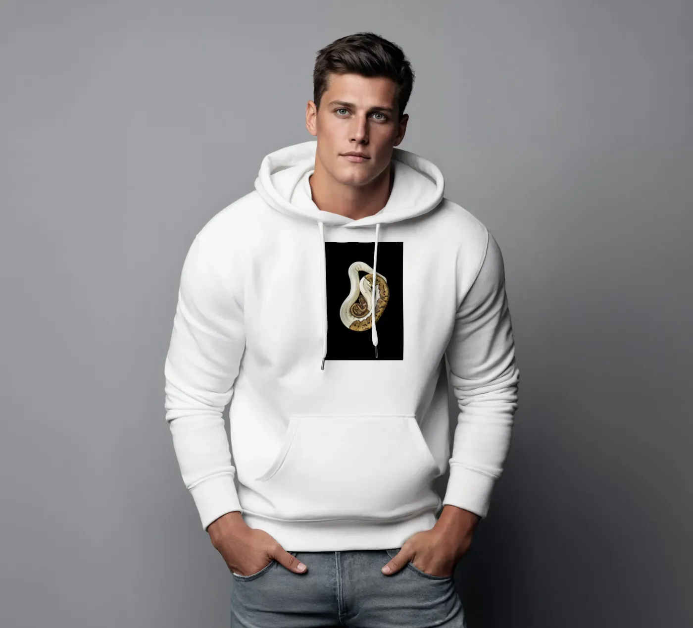 Bruine en witte python hoodie van Curious Collections by Marielle Leenders