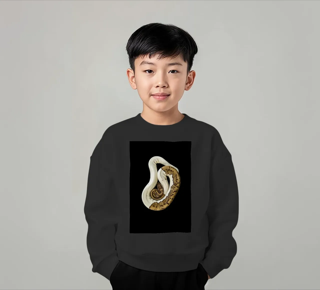 Pitone marrone e bianco felpa bambino da Curious Collections by Marielle Leenders