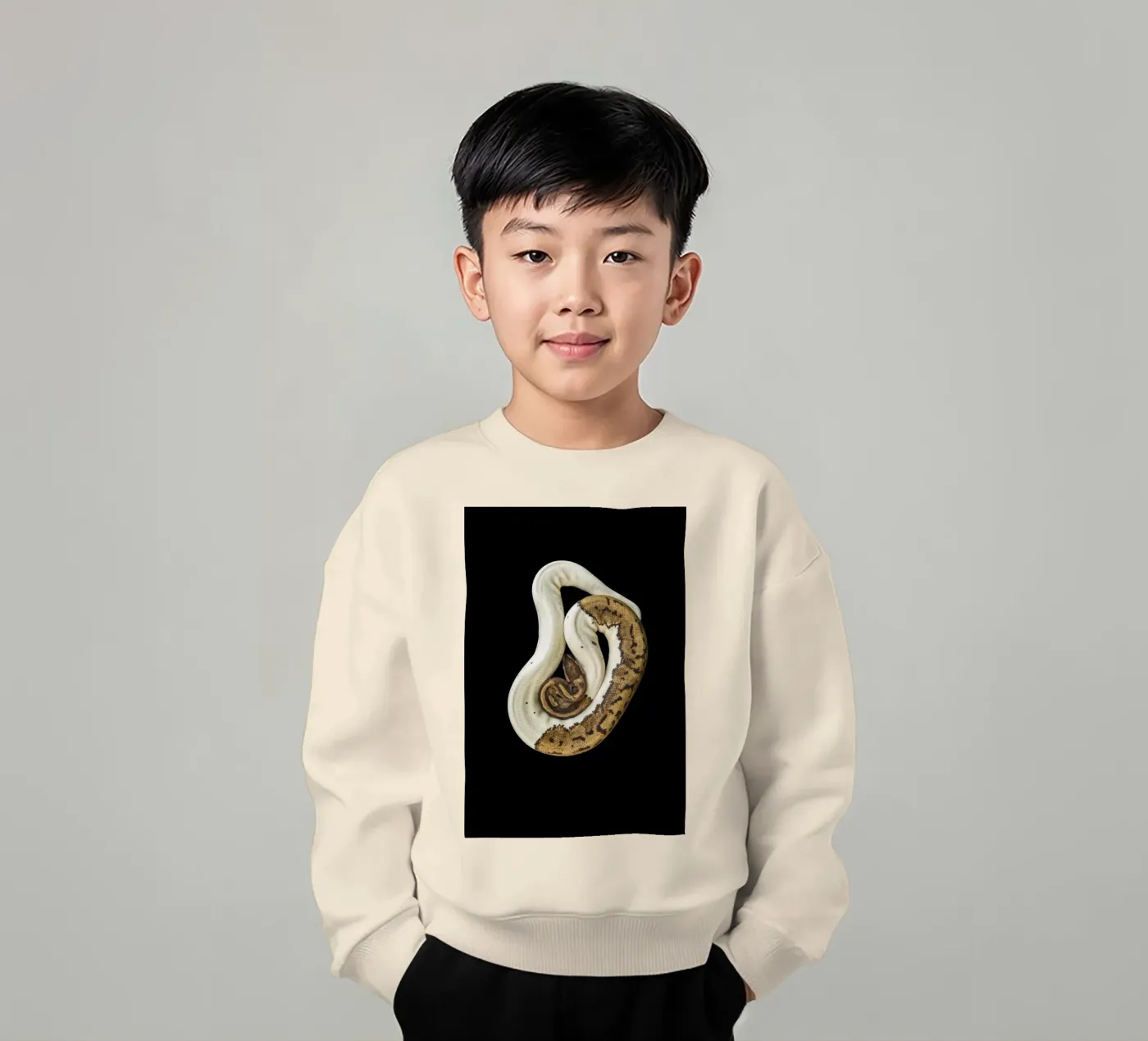 Bruine en witte python kinder sweatshirt van Curious Collections by Marielle Leenders