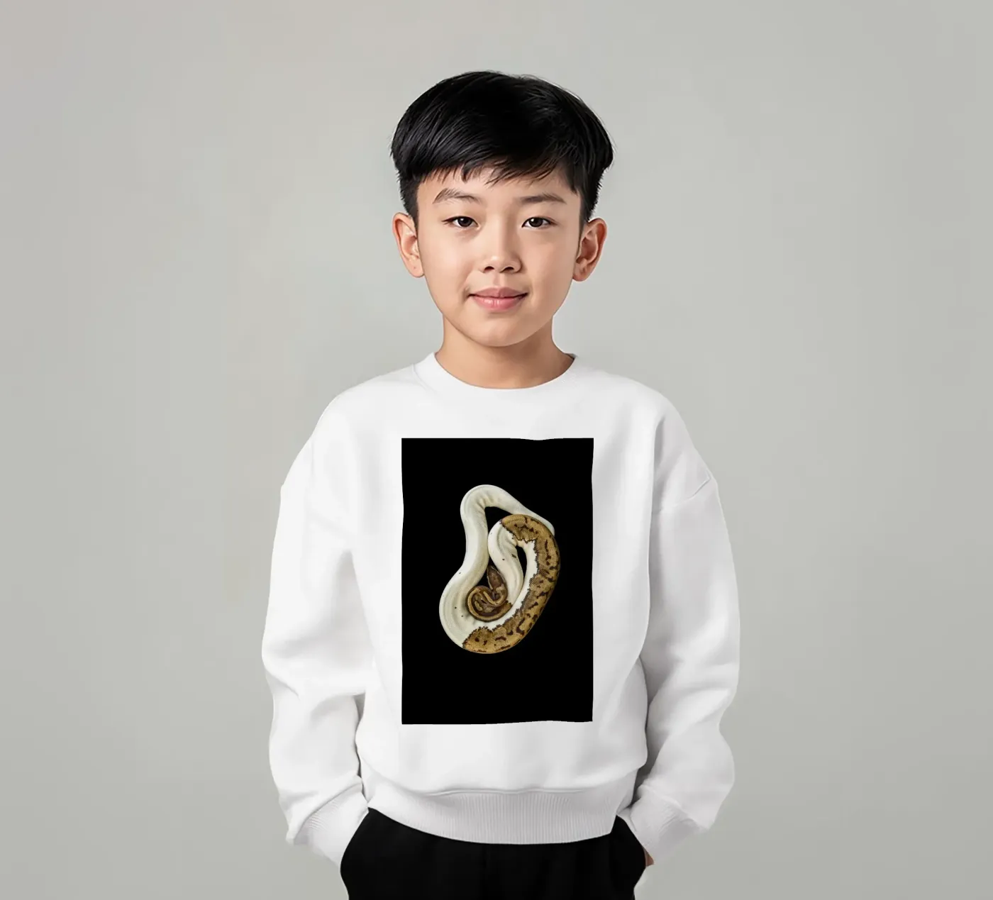 Bruine en witte python kinder sweatshirt van Curious Collections by Marielle Leenders