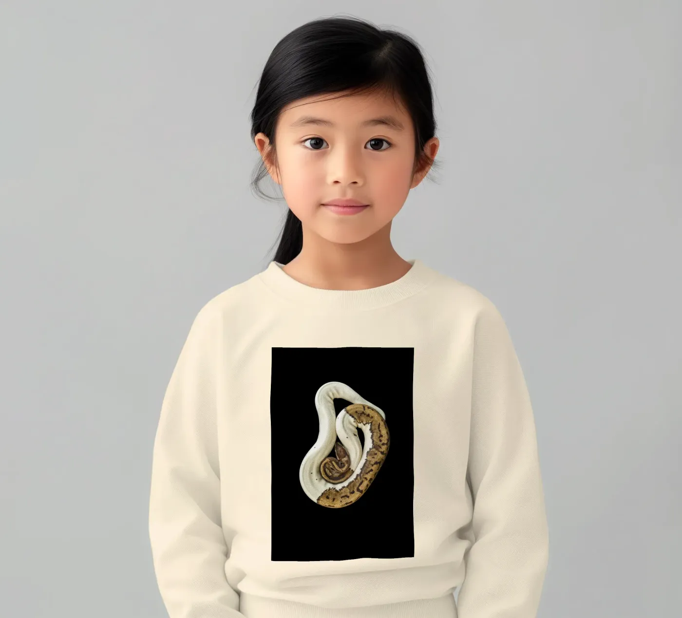 Bruine en witte python kinder sweatshirt van Curious Collections by Marielle Leenders