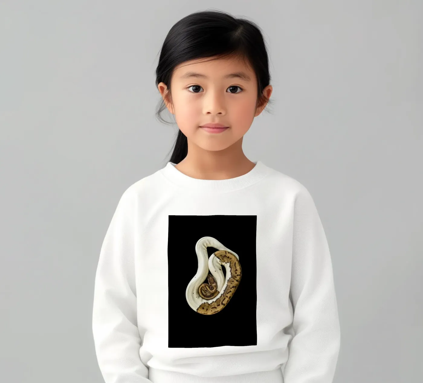 Bruine en witte python kinder sweatshirt van Curious Collections by Marielle Leenders