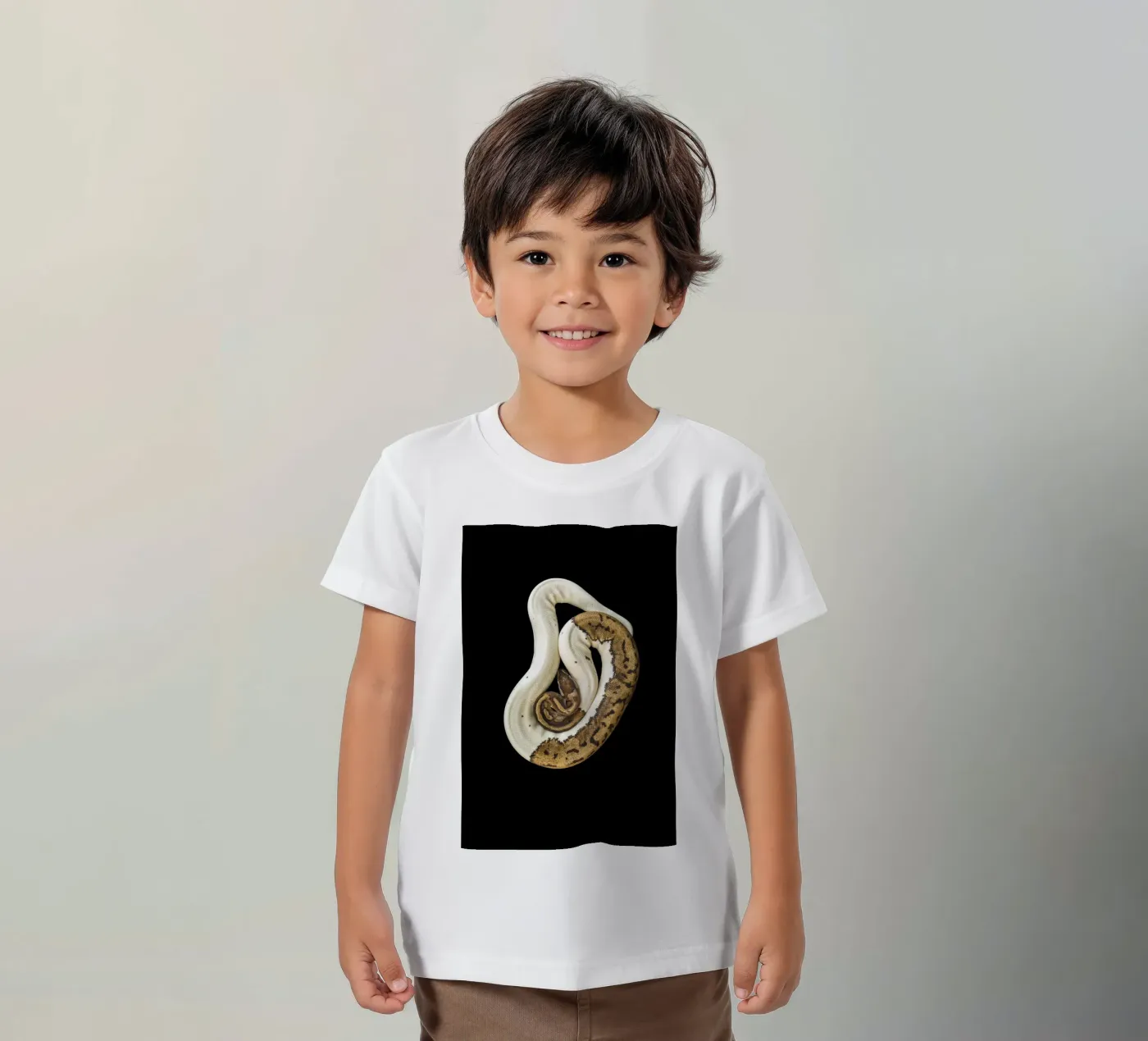 Brown & White Python kids t-shirt by Curious Collections by Marielle Leenders