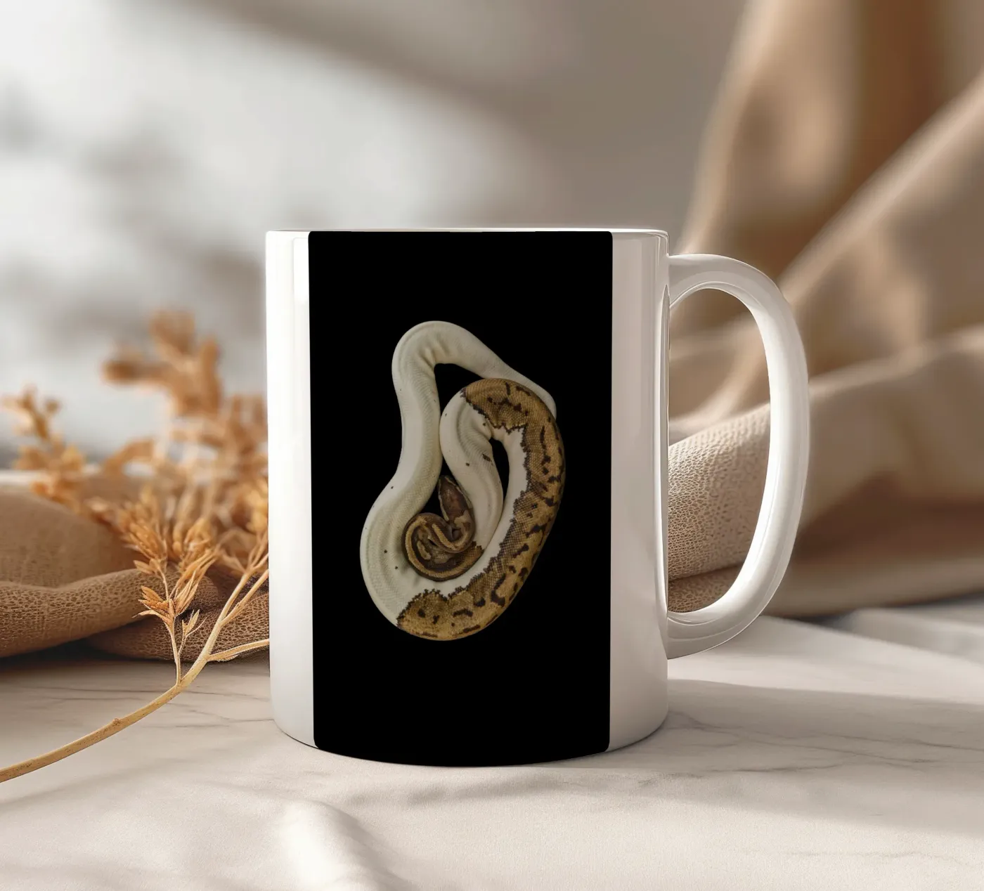 Brown & White Python ceramic mug by Curious Collections by Marielle Leenders