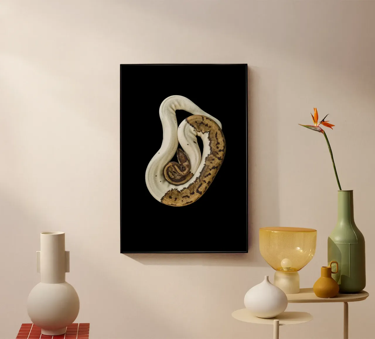 Bruine en witte python acryl van Curious Collections by Marielle Leenders