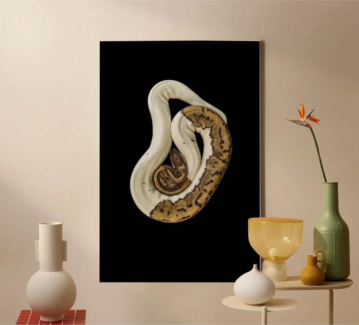 Pitone marrone e bianco tela da Curious Collections by Marielle Leenders