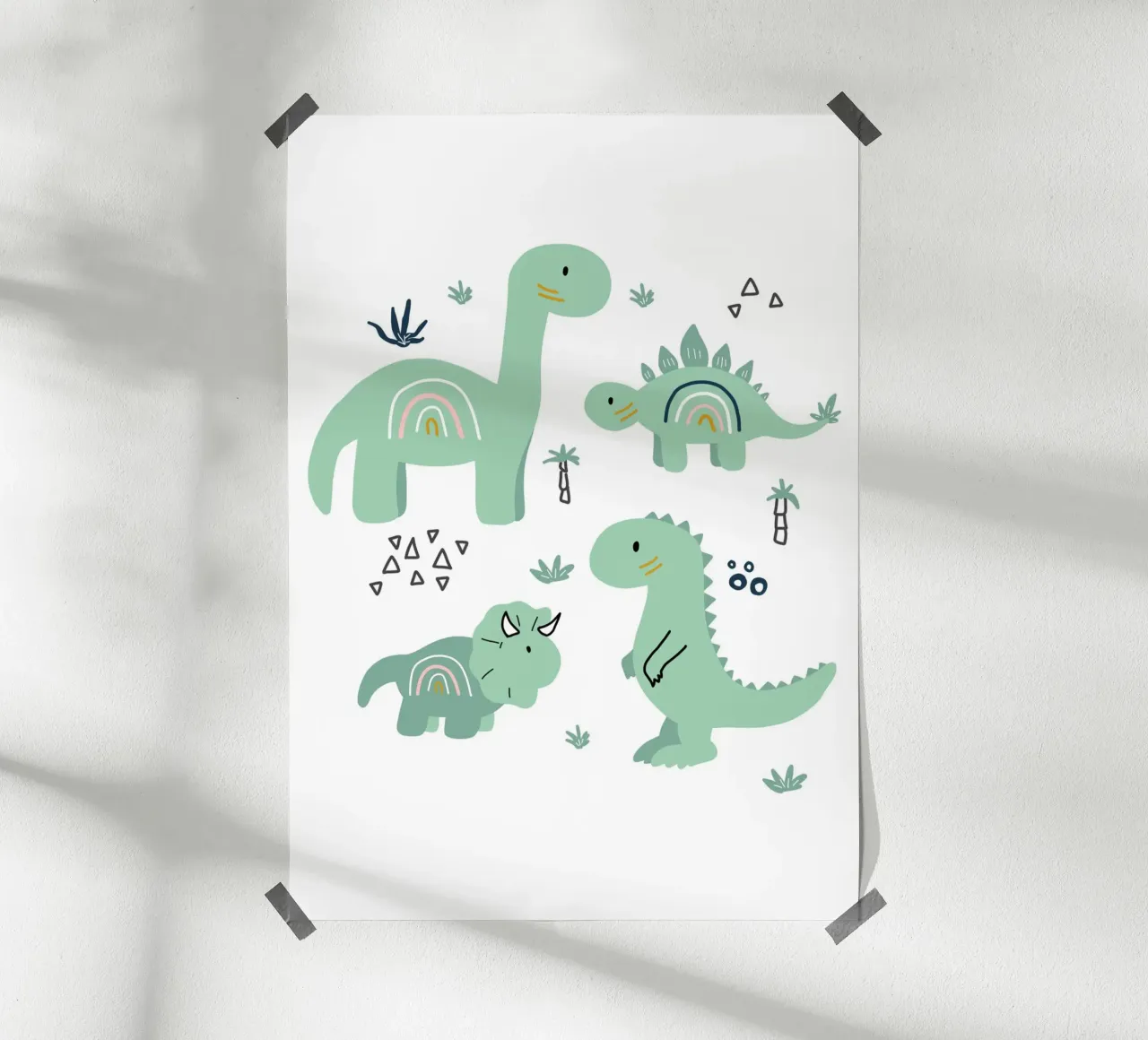 Kleine Dinosaurier poster con telaio in legno da BAINAI