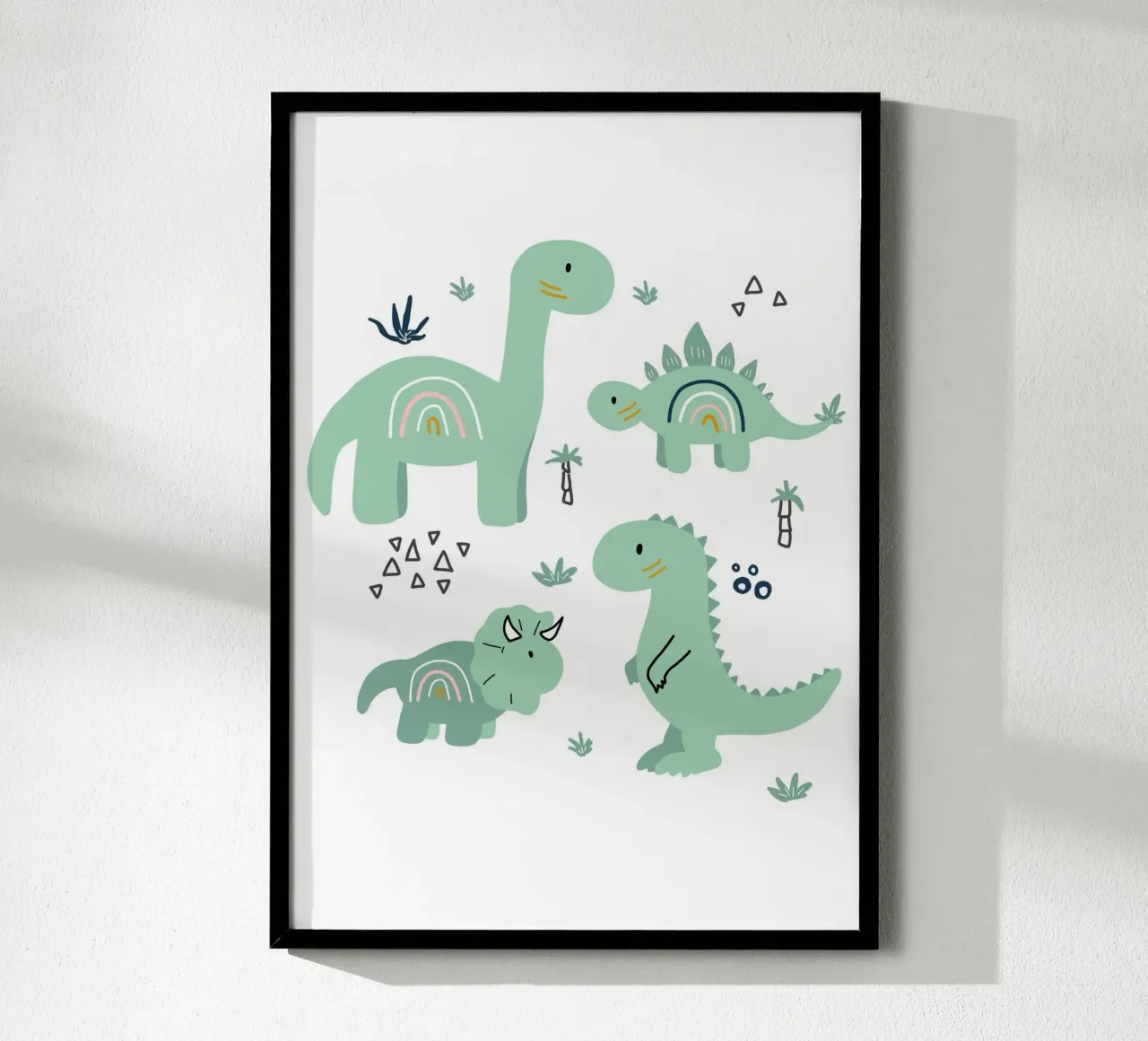 Kleine Dinosaurier poster con telaio in legno da BAINAI