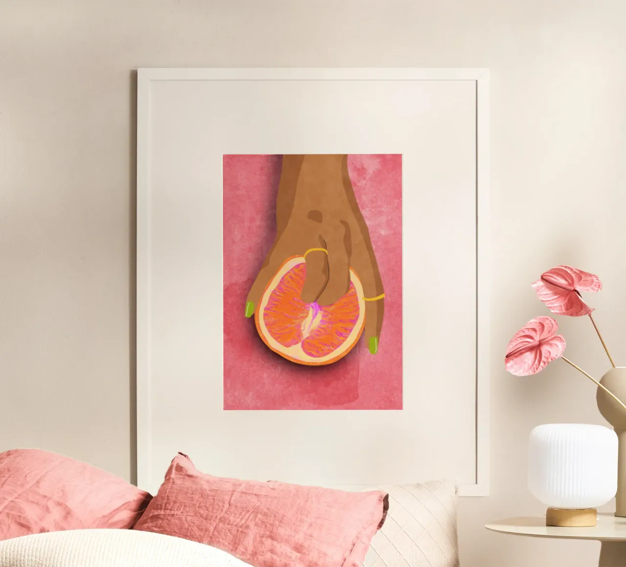 Fruity Love poster con telaio in legno da Illustration Raissa Oltmanns
