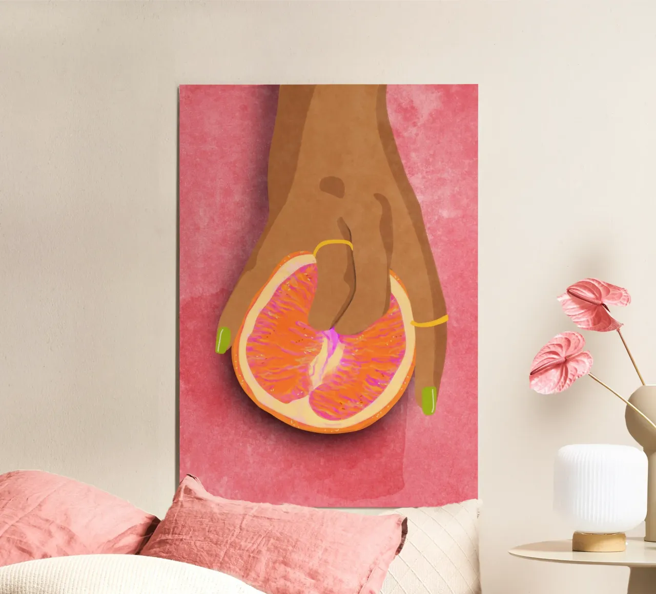 Fruity Love poster con telaio in legno da Illustration Raissa Oltmanns