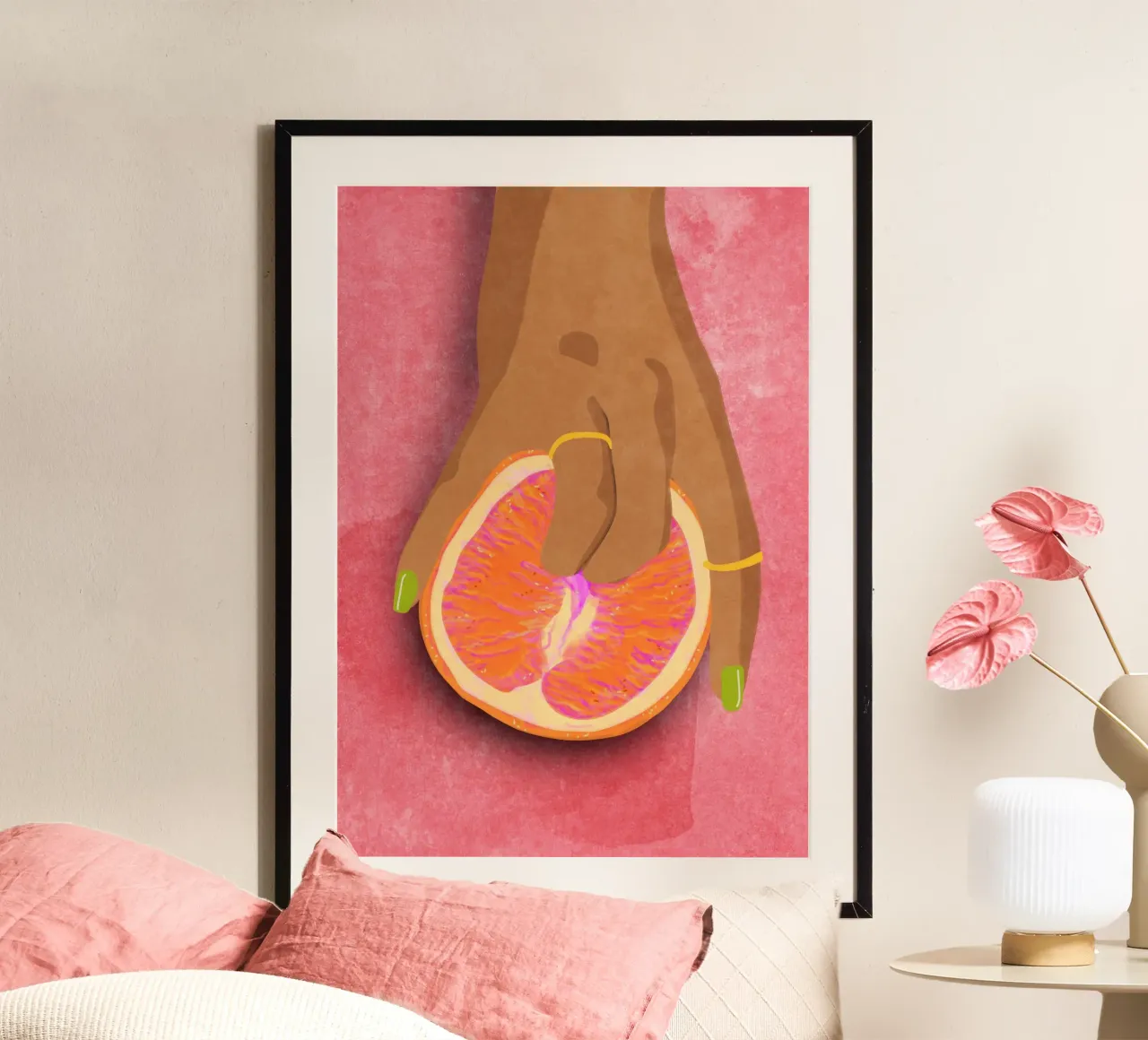 Fruity Love poster con telaio in legno da Illustration Raissa Oltmanns