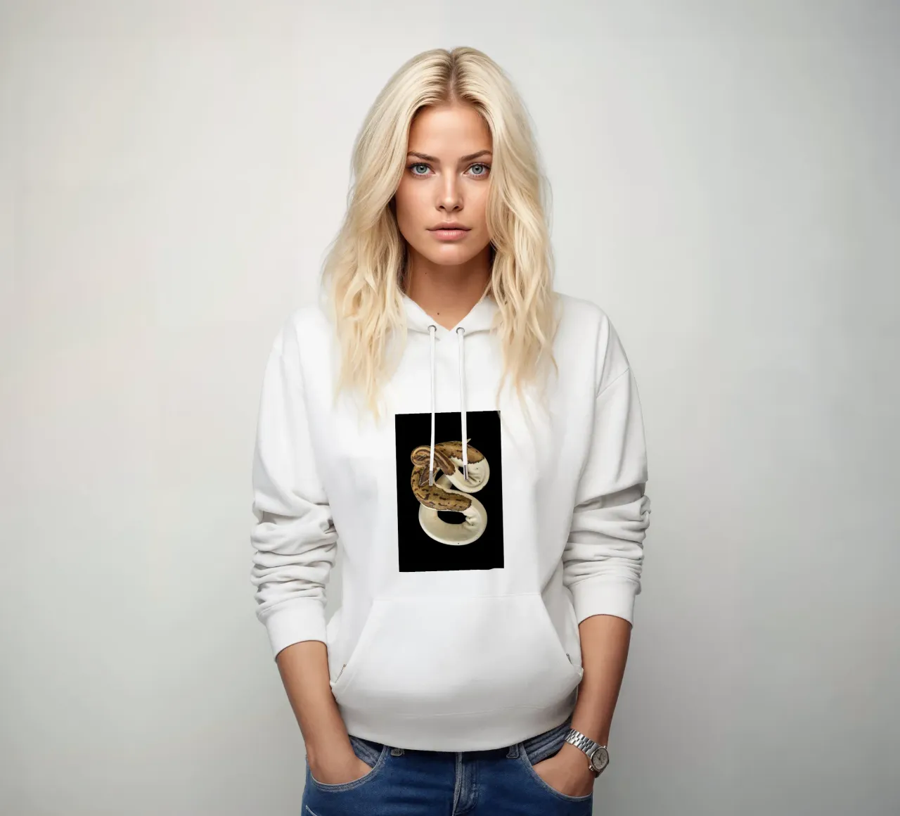 Braun & Weiß Python Hoodie von Curious Collections by Marielle Leenders