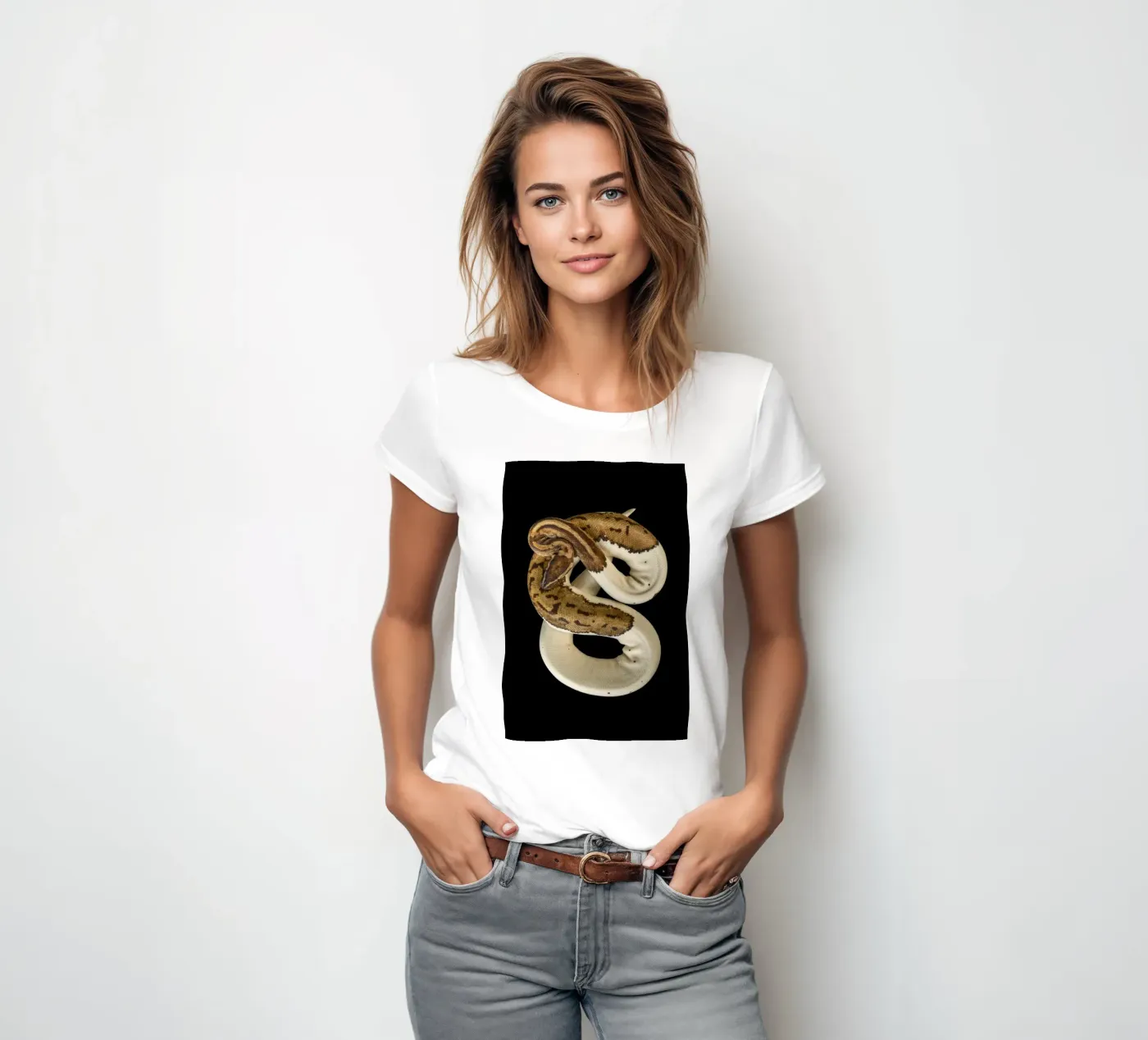 Pitone marrone e bianco t-shirt da donna da Curious Collections by Marielle Leenders