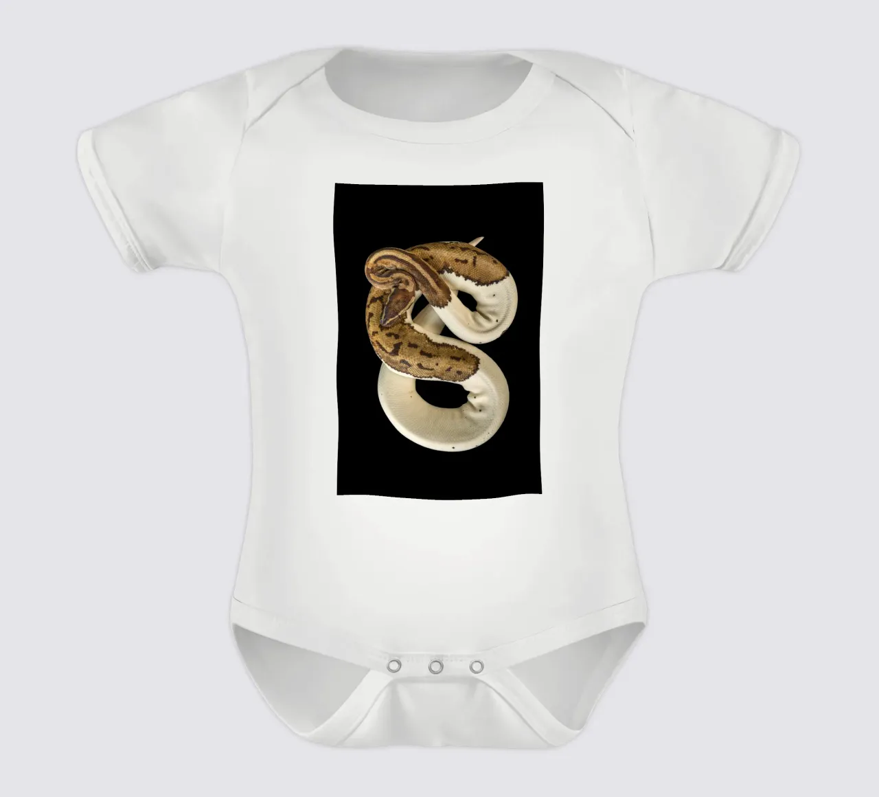 Braun & Weiß Python Kurzarm Babybody von Curious Collections by Marielle Leenders