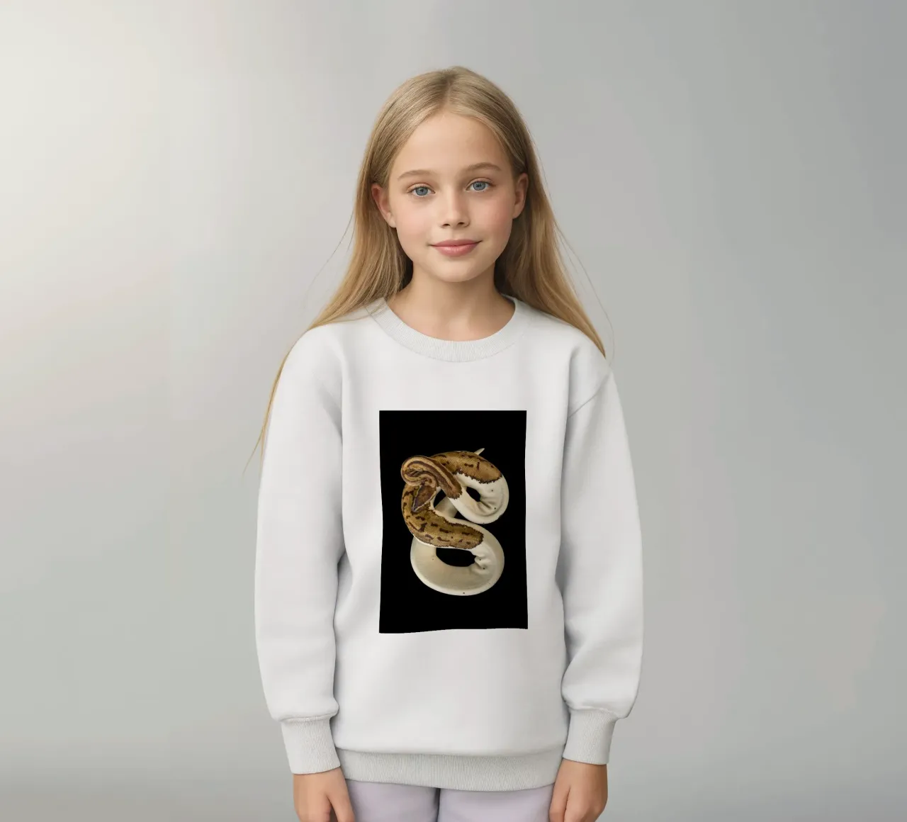 Pitone marrone e bianco felpa bambino da Curious Collections by Marielle Leenders