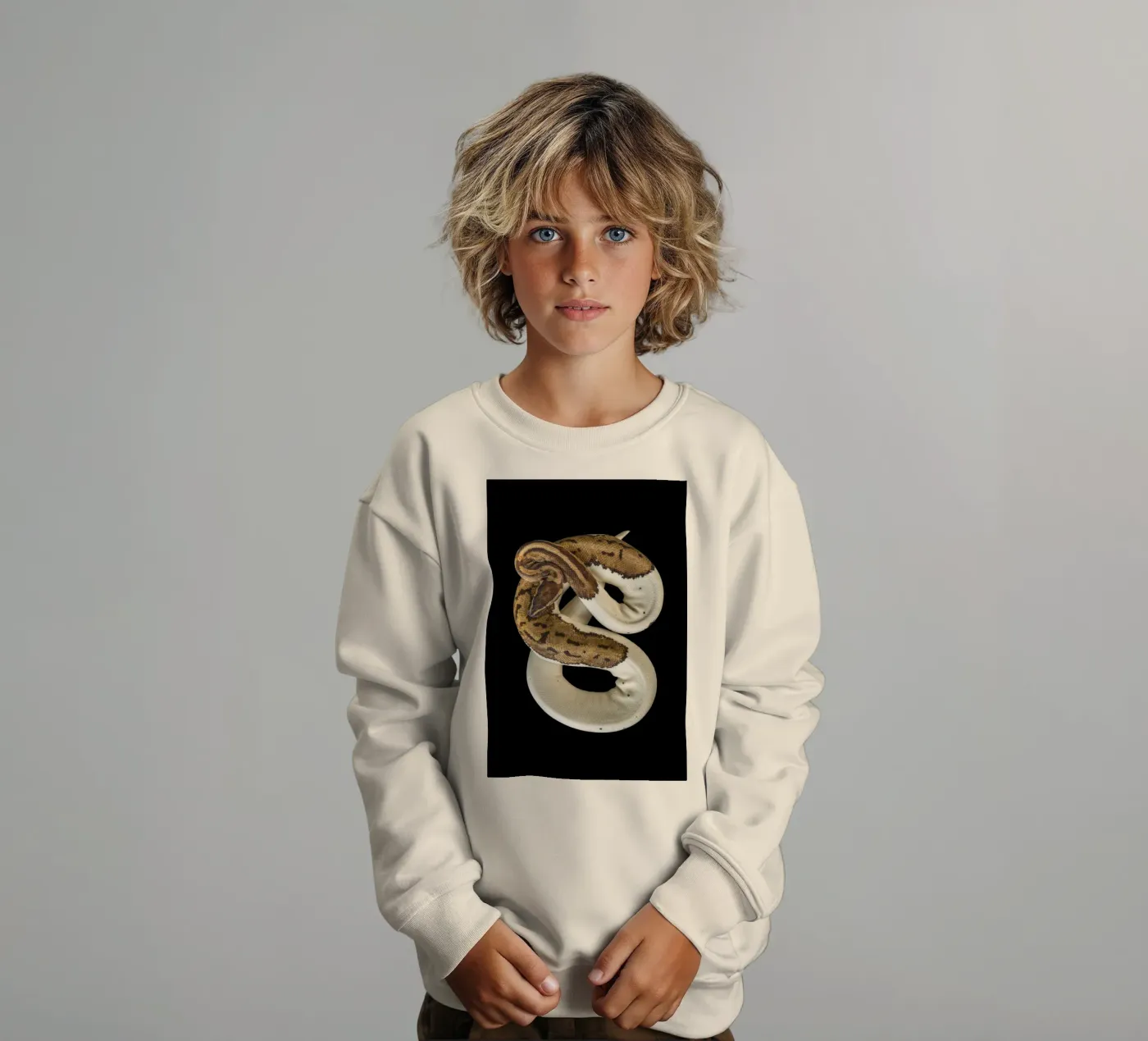 Bruine en witte python kinder sweatshirt van Curious Collections by Marielle Leenders