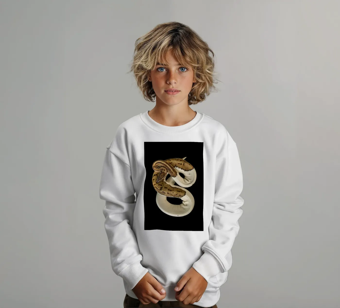 Bruine en witte python kinder sweatshirt van Curious Collections by Marielle Leenders