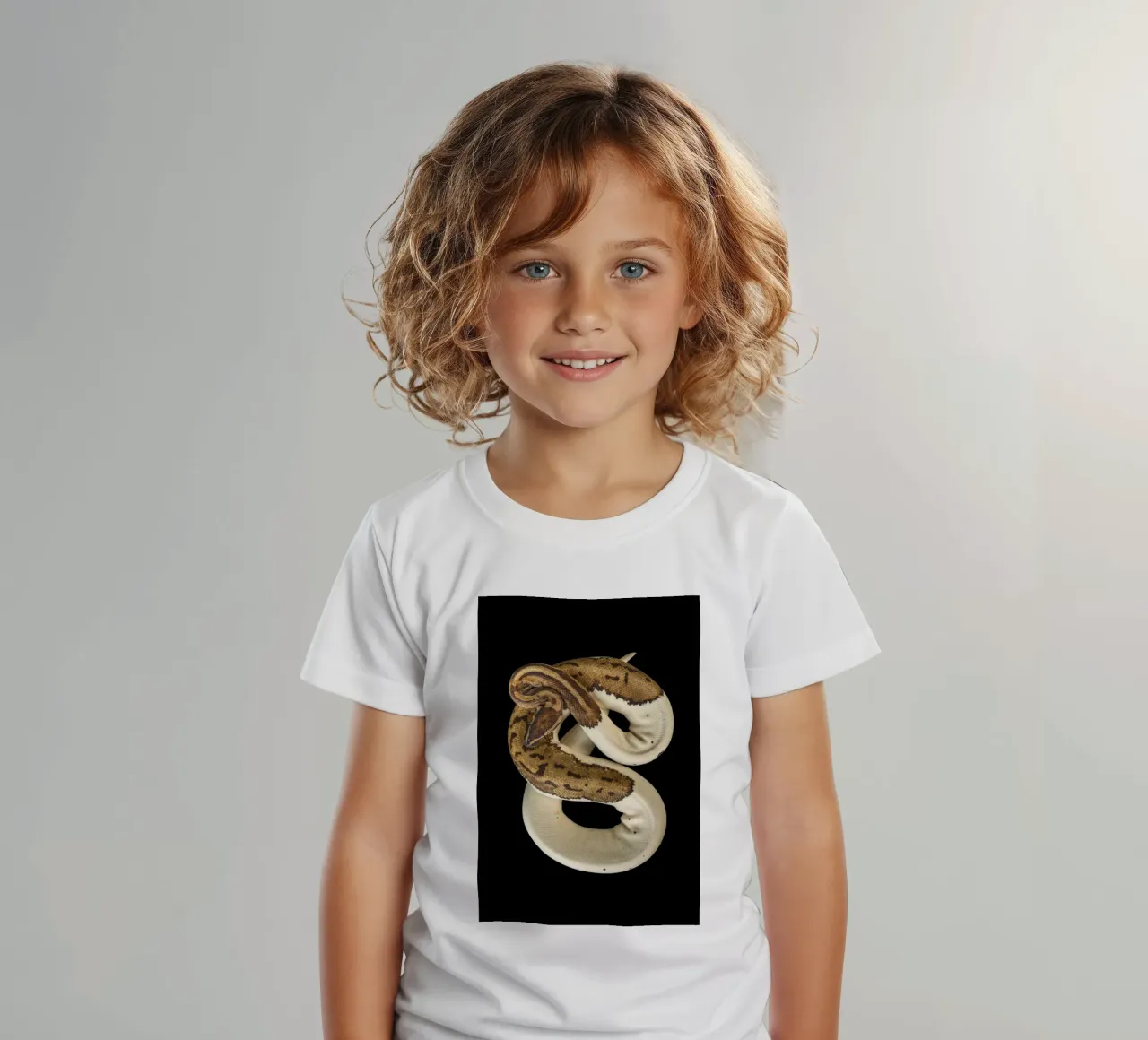 Bruine en witte python kinder t-shirt van Curious Collections by Marielle Leenders