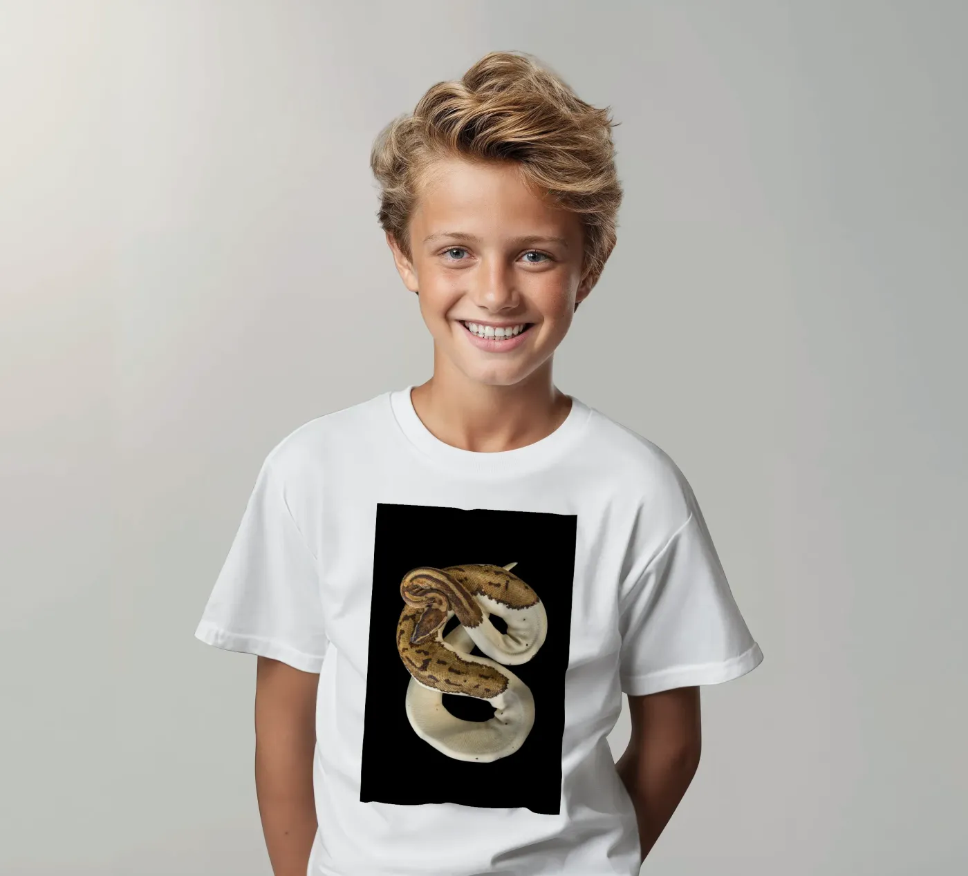Braun & Weiß Python Kinder T-Shirt von Curious Collections by Marielle Leenders